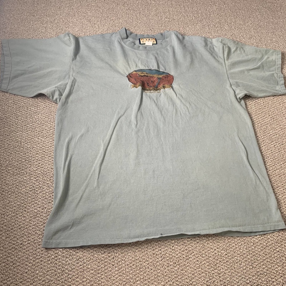 Camp David Mens T Shirt Green Short Sleeves Grand Canyon Embroidered Pullover